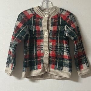 H&M Girls Holiday Plaid Cardigan Sweater Button Up Size 2T
